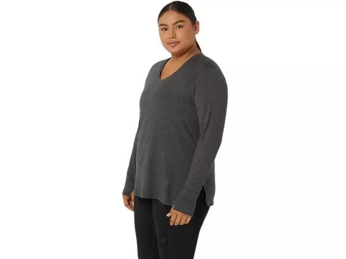 TOP CU MÂNECĂ LUNGĂ PENTRU DAMĂ, COLOR HEATHER TOP CU MÂNECĂ LUNGĂ PENTRU DAMĂ, COLOR HEATHER