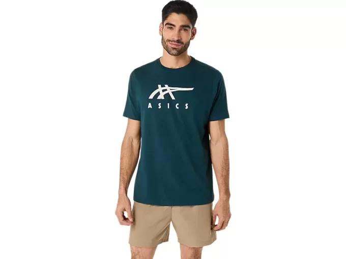 Tricou ASICS cu dungi și mânecă scurtă Tricou ASICS cu dungi și mânecă scurtă