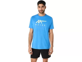 Tricou ASICS cu dungi și mânecă scurtă