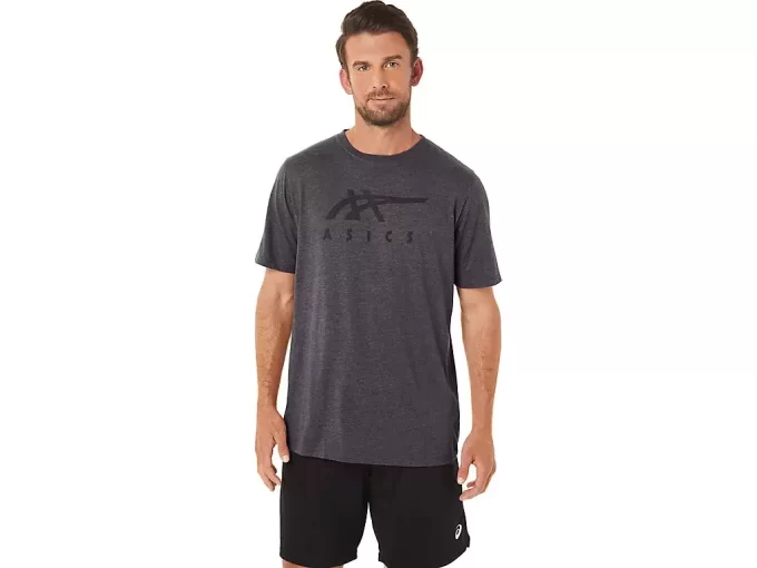 Tricou ASICS cu dungi și mânecă scurtă