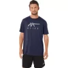 Tricou ASICS cu dungi și mânecă scurtă