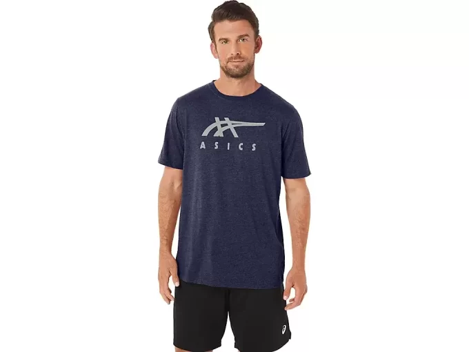 Tricou ASICS cu dungi și mânecă scurtă