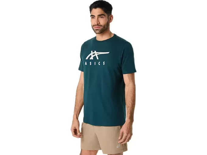 Tricou ASICS cu dungi și mânecă scurtă Tricou ASICS cu dungi și mânecă scurtă