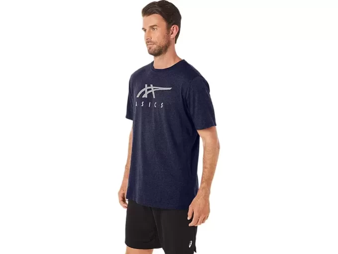 Tricou ASICS cu dungi și mânecă scurtă