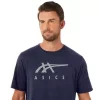 Tricou ASICS cu dungi și mânecă scurtă