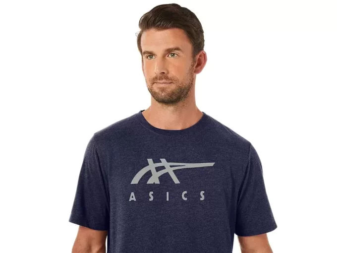 Tricou ASICS cu dungi și mânecă scurtă