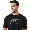 Tricou ASICS cu dungi și mânecă scurtă Tricou ASICS cu dungi și mânecă scurtă